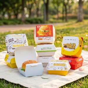 Kunden spezifische Brathähnchen Hamburger Fast-Food-Verpackungs serie Boxen Für Pommes Frites, Popcorn, Snacks - Product Image 2