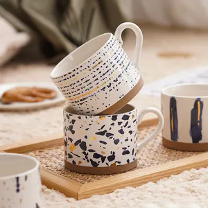 Nhà Máy bán hàng trực tiếp nhà hàng khách sạn Splash-Ink Cappuccino Tea Cup đồ đá Mug tùy chỉnh Cốc gốm