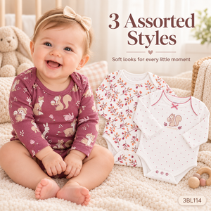Lot de 3 bodys bébé en coton à manches longues pour nouveau-né (0-9 mois) – Vêtements quotidiens pour nourrissons - Product Image 1
