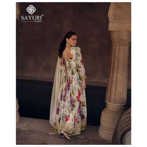 Vêtements indiens et pakistanais Net Anarkali Robes pour femmes Robe longue Robe de soirée pour l'exportation mondiale - Product Image 3