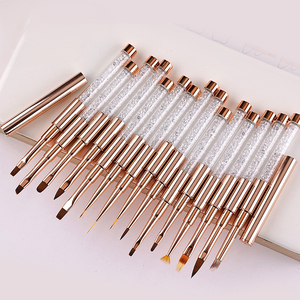 Ensemble de pinceaux à ongles professionnels pour manucure, avec pinceaux à tête ronde, à tête plate, pinceau liner et pinceau chrysanthème, spécial salon de manucure - Product Image 1