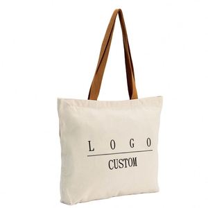 Sacs fourre-tout en toile de coton personnalisés en gros, blancs unis, réutilisables, avec logo imprimé sur mesure - Product Image 2