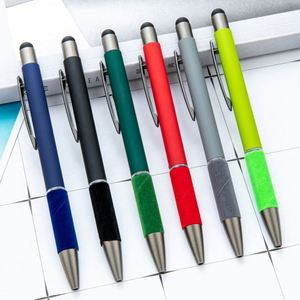 Wholesale Multi-Color Spray-Coated Push-Button Custom Logo Office/Student Writing Ballpoint <b>Pen</b> 1.0Mm Touchscreen Stylus - Product Image 1
