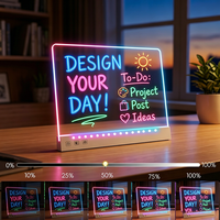 Tableau de dessin lumineux LED rechargeable DIY, lumière d'ambiance nocturne tactile RGB, tableau de dessin en acrylique pour enfants avec stylos