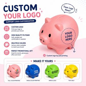 Custom PU Foam Pig Stress Relief Toy Soft Slow <b>Rebound</b> Squeeze Piggy Bank Shape Promotional Gift Events Schools Brand Giveaways - Product Image 6
