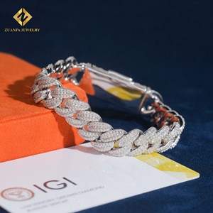 Bracelet en diamant de laboratoire 12,5 mm, chaîne cubaine en forme de croix, collier et bracelet en diamant de laboratoire, chaîne cubaine en diamant de laboratoire, diamant glacé 925 - Product Image 1
