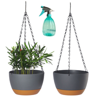 Pots suspendus, pots à fleurs avec trou d'arrosage, jardinières auto-arrosantes en plastique, décoration intérieure, fond triangulaire en chaîne, pots amovibles