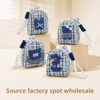 Porte-monnaie en tissu de laine style frais et élégant sur mesure, organiseur pour écouteurs et rouge à lèvres, mini sac à dos, porte-clés