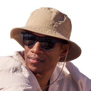 Chapeau Bob en Coton et Lin Beige pour Homme, Couleur Unie, Respirant, Décontracté, Extérieur, Printemps-Été, pour Adulte - Product Image 1