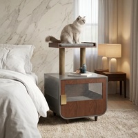 Condo pour chat en bois d'intérieur, arbre à chat de luxe avec enclos pour bac à litière caché