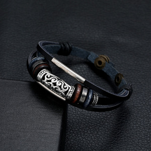 Punk Creux Gravé Tube Connexion <span class=keywords><strong>Bracelet</strong></span> Multi Couches <span class=keywords><strong>Bracelet</strong></span> <span class=keywords><strong>Bracelet</strong></span> <span class=keywords><strong>Bracelet</strong></span> En Cuir pour Hommes - Product Image 5