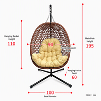 2026 En gros Fauteuil œuf géant simple/double en rotin PE pour extérieur, chaise suspendue de patio durable