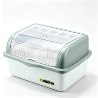 Boîte de rangement pour vaisselle en plastique avec couvercle transparent anti-poussière, organiseur de bols et d'assiettes pour comptoir de cuisine