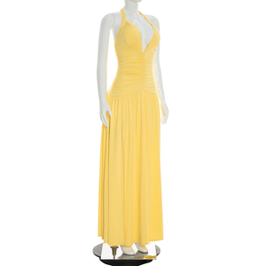 Viviblook J26DS080 Nouvelle Robe Longue de Soirée pour Femme Printemps-Été, Col en V, Dos Nu, Sans Manches, Fendue - Product Image 2