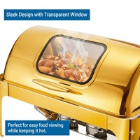 Chauffe-Plat Électrique de Luxe Doré pour Buffet, Ensemble Hôtelier, Plat de Présentation en Acier Inoxydable pour Banquet et Traiteur