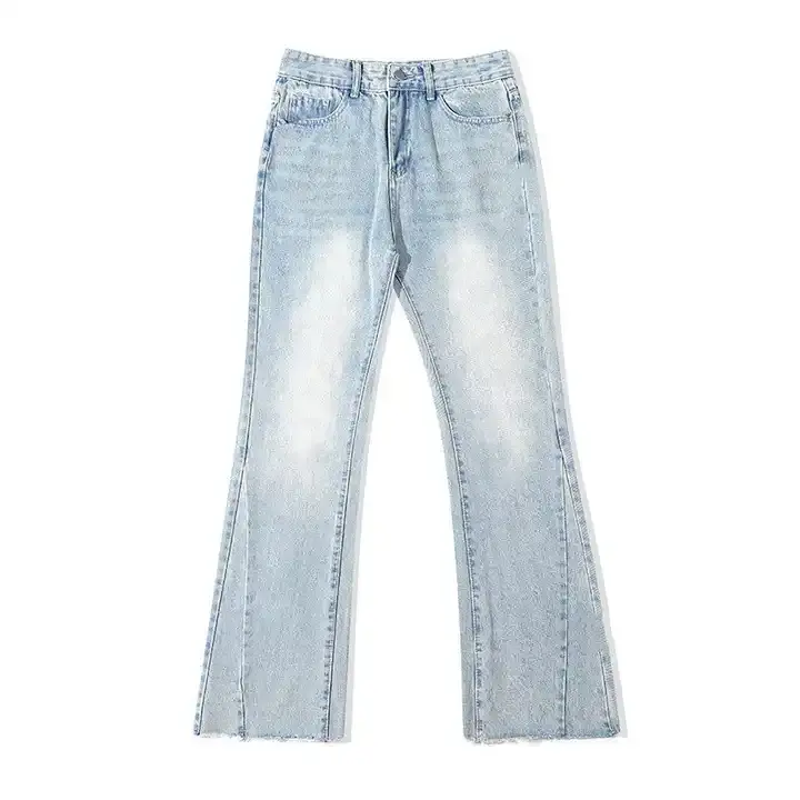 Hoge Kwaliteit Herenbroek Oversized Wijde Uitlopende Denim Vintage Losse Stijlvolle Gestapelde Broek Baggy Jeans