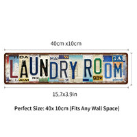 Plaque murale vintage en métal pour buanderie, avec lettres colorées, décoration rétro pour la maison et la buanderie