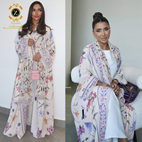 Zaynab femmes robe musulmane dubaï vente en gros fleur imprimé Abaya or brodé velours femmes robe musulmane élégante Abaya
