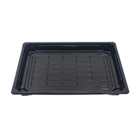 Boîte à sushi rectangulaire en plastique noir JY-1111, emballage pour livraison de nourriture.