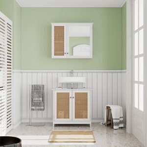 Bien eleganza Rattan <span class=keywords><strong>bagno</strong></span> <span class=keywords><strong>mobile</strong></span> con pittura in bianco MDF con decorazione porta in vimini per palestra e Hotel soluzione di stoccaggio - Product Image 5