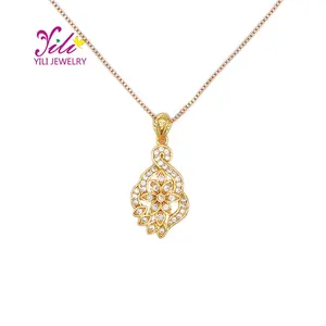 批发最新礼品钻石订婚 24 克拉黄金项链价格 (N95296)