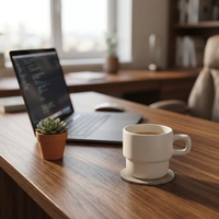 Mug empilable minimaliste avec fond à plusieurs niveaux unique, tasse à café en céramique gain de place pour café et restaurant