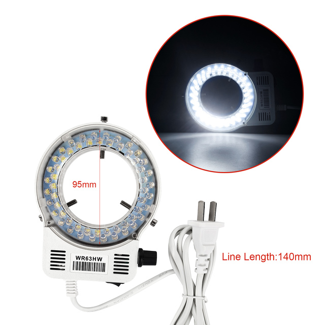 China Factory 56 Adjustable Ring Light Microscope Light Source 220V/110V White LED Ring Light