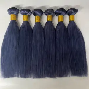 Bundel rambut lurus biru pra-warna Remy Brasil #350 4 27 30 33 99J 100% rambut manusia gelombang rambut tubuh berlapis