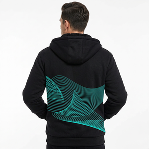 Sweat-shirt à capuche zippé noir pour homme avec impression personnalisée, en molleton, décontracté, pour l'automne, coupe classique - Product Image 3