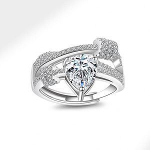 Women's Jewelry <b>Ring</b> Silver Plated Diamond Band <b>Ring</b> Layers Zircon <b>Ring</b> <b>Adjustable</b> Diamond <b>Ring</b> Jewelry - Product Image 1