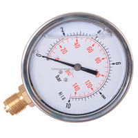 HUBEN 100mm Corrosion Resistant Industrial Pressure Gauge 1 MPa G1/2 Bottom Connection Oil-Filled 18-Month Warranty Made China