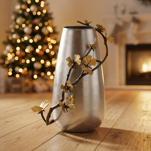 Vase de sol haut de gamme en laiton et fer forgé, moderne, gravé, écologique, résistant à la corrosion, robuste, durable, à large ouverture - Product Image 1