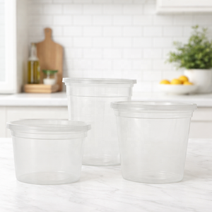 Contenants alimentaires jetables en polypropylène transparent avec couvercles hermétiques pour la restauration, les plats à emporter et le stockage - Product Image 1