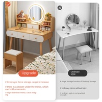Table console avec miroir, style bois, coiffeuse avec miroir