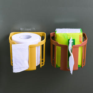 Porte-serviettes mural en plastique moderne, multifonctionnel, sans perçage, organiseur de rangement pour salle de bain avec porte-rouleau de papier - Product Image 2