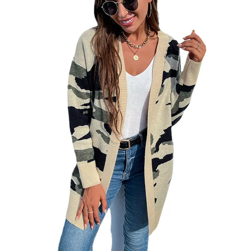 Female Knitwear Jumper 2021 Autumn And Winter New Sweater Women Long Camouflage Sweater Cardigan