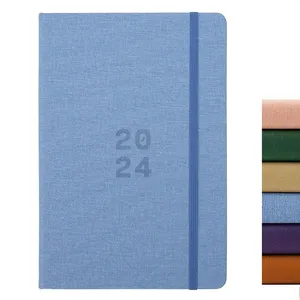 2024 2025 A5 Horario mensual Papelería Sublimación de lujo Cuaderno planificador de cuero Pu con logotipo