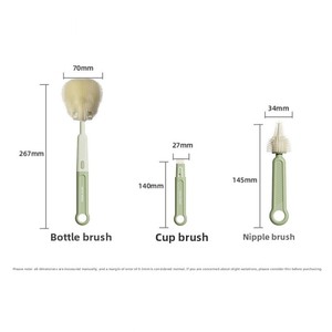 Brosse à <span class=keywords><strong>biberon</strong></span> en silicone : Brosse multifonctionnelle à manche droit portable pour tétine, ensemble de brosses de nettoyage pour biberons et tasses - Product Image 4