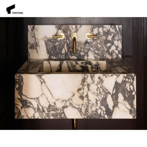 Tostone bianco Calacatta Viola marmo naturale lavello a parete per la casa moderna Villa Hotel bagno bagno interno vanità - Product Image 6