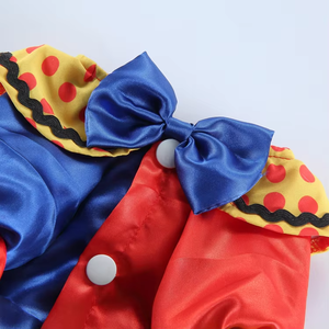 Nouvelle conception de costumes de <span class=keywords><strong>clown</strong></span> pour chiots, vêtements pour chiens mignons et colorés pour le cosplay avec des boules de pompons, un col à pois et un nœud papillon - Product Image 5