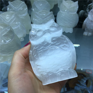 Wholesale Natural Selenite Owl Hand Carved <strong>Crystal</strong> <strong>Animals</strong> for Healing - Product Image 2