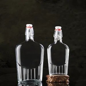 240Ml 480Ml Flat Square Easy Flip Deksel Clear Drink Bier Wijn Waterflessen Glazen Swing Top Fles Met Luchtdichte Stopdop