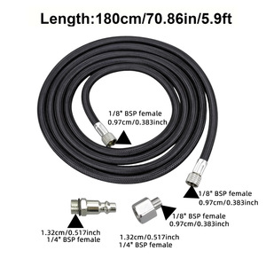 Tuyau d'aérographe noir tressé de 1,8 mètre avec connecteur de 1/8 pouce, prise rapide américaine pour compresseur d'aérographe - Product Image 4