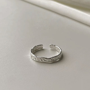 S925 Sterling Silver Irregular Textured <b>Open</b> <b>Ring</b> For Women's Index Finger Minimalist Jewelry Gift - Product Image 2