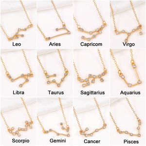 Stella segno zodiacale 12 costellazioni collane fascino di cristallo oro argento catena girocollo collane per regalo di compleanno gioielli donna - Product Image 4