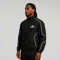 Veste réfléchissante streetwear avec logo personnalisé, ensemble de fermeture éclair, bande latérale, coupe-vent, survêtement pour homme