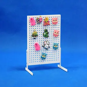 cashier desk top free stand metal punched plate pegboard display rack for magnet stickers