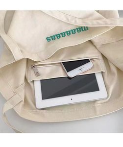 Ruime katoenen tas met aangepaste logo-borduring, extra grote canvas tas - Product Image 5