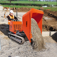 Mini-dumper sur chenilles, petit chargeur sur chenilles en caoutchouc, camion de transport, mini-dumper sur chenilles rotatif, capacité de levage 1200 kg avec moteur CE EPA