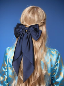 Pince à cheveux longue personnalisée en gros avec nœud en ruban de satin de soie de style luxueux, accessoire directement de l'usine pour enfants, filles et femmes - Product Image 2